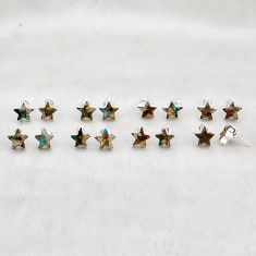 19.03gms wholesale lot of 8 matrix royston turquoise 925 sterling silver star fish earrings w4514