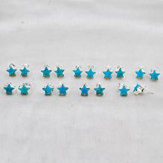 17.89gms wholesale lot of 9 natural blue kingman turquoise 925 silver star fish earrings w4515