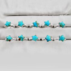 31.62gms wholesale lot of 10 natural blue kingman turquoise 925 silver star fish ring size 7 - 9 w4523