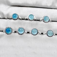 25.48gms wholesale lot of 7 natural blue aquamarine 925 silver ring size 5.5 - 8.5 w4589