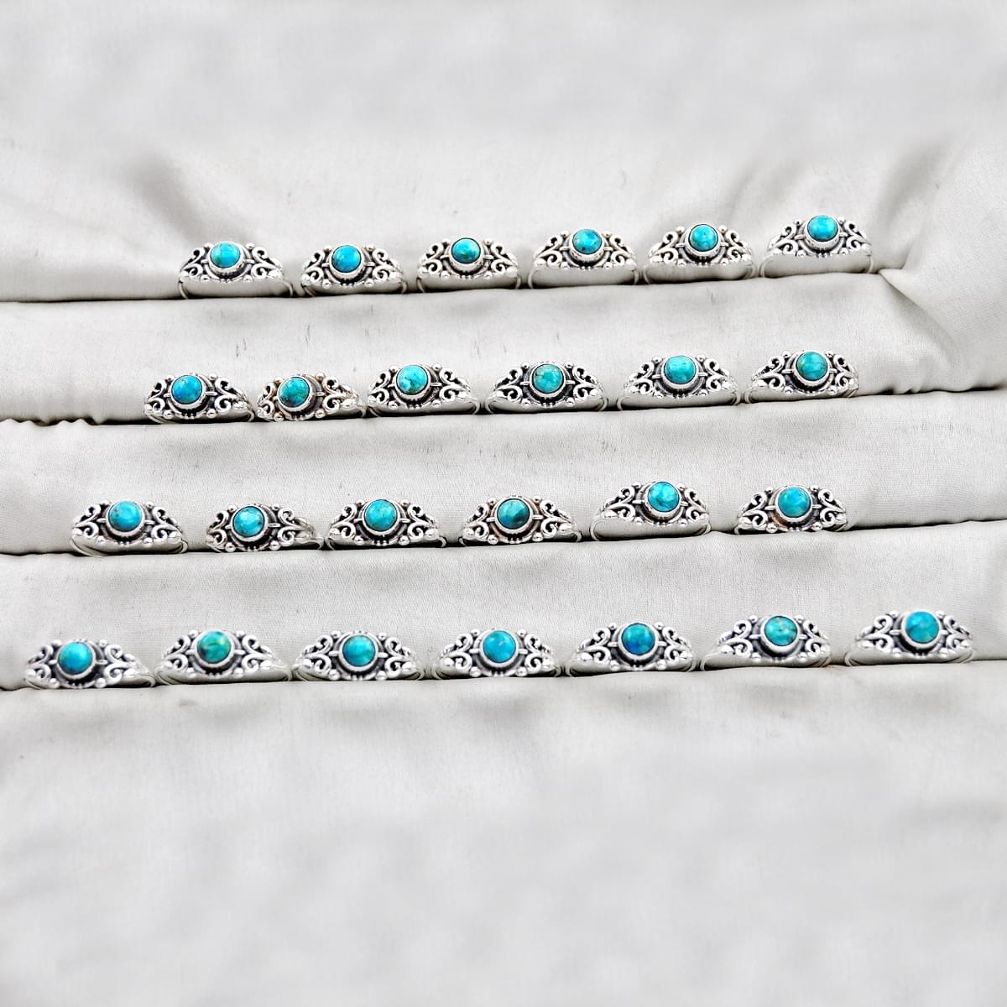 46.29gms wholesale lot of 25 natural blue kingman turquoise 925 sterling silver ring size 5.5 - 10 w4752