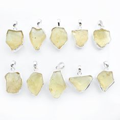 Wholesale lot of 10 natural libyan desert glass 925 silver pendant