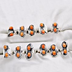 107.03gms wholesale lot of 11 spiny oyster arizona turquoise 925 silver adjustable ring size 6 - 8 w5390