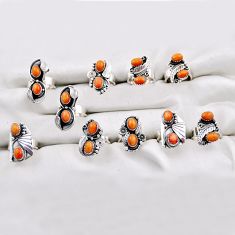 95.69gms wholesale lot of 10 spiny oyster arizona turquoise 925 silver adjustable ring size 6 - 8 w5391