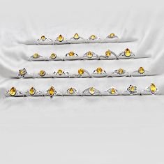 53.81gms wholesale lot of 26 natural yellow citrine 925 silver ring size 6.5 - 9.5 w5402