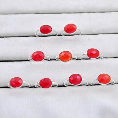 15.03gms wholesale lot of 9 natural orange cornelian (carnelian) 925 silver ring size 5 - 8 w5537