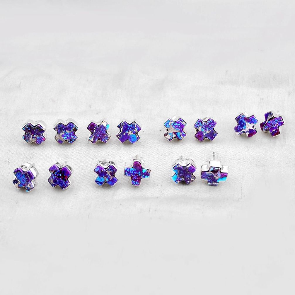 34.48gms wholesale lot of 7 back closed purple copper turquoise 925 sterling silver holy cross earrings w5550