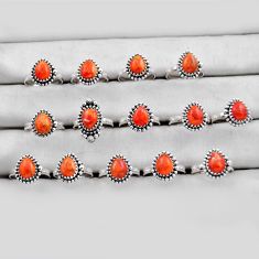 51.26gms wholesale lot of 14 natural orange mojave turquoise 925 silver ring size 6.5 - 8.5 w5575