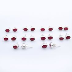 Wholesale lot of 10 natural red ruby 925 sterling silver studs earrings W559