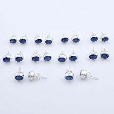 Wholesale lot of 10 natural blue sapphire 925 sterling silver studs earrings W560