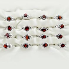 Wholesale lot of 16 natural red garnet 925 silver ring (size 7-8.5) W562