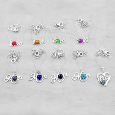 31.02gms wholesale lot of 9 natural multi color multi gemstone 925 silver necklace w5660