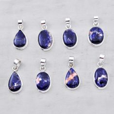 32.16gms wholesale lot of 8 natural orange sodalite 925 sterling silver pendant w5683