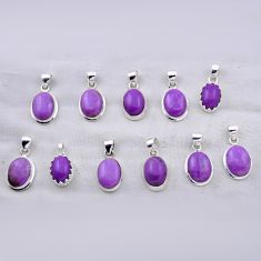 43.06gms wholesale lot of 11 natural purple phosphosiderite (hope stone) 925 silver pendant w5702