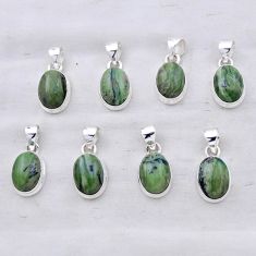 24.76gms wholesale lot of 8 natural green swiss imperial opal 925 silver pendant w5707