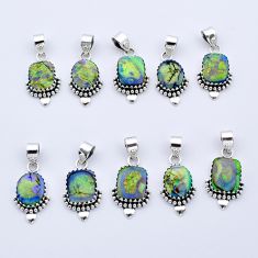 Wholesale lot of 10 multicolor opal 925 sterling silver native pendants