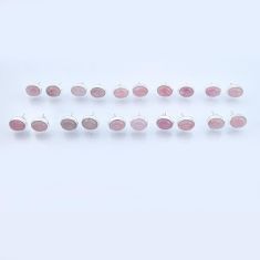 Wholesale lot of 10 natural pink rose quartz 925 silver studs earrings