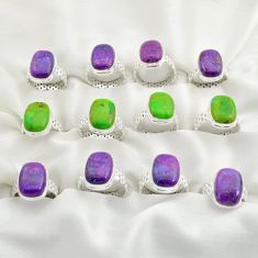Wholesale lot of 12 natural purple mojave turquoise 925 silver ring (size 7-9.5)