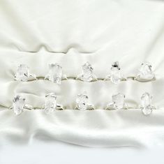 Wholesale lot of 10 natural white petalite rough 925 silver ring (size 6-10) W778