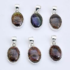 Wholesale lot of 6 brown matrix opal 925 sterling silver pendant W829