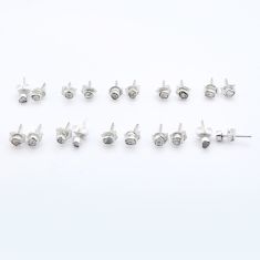 wholesale lot of 10 natural white diamond (polki)  925 silver stud earrings w990