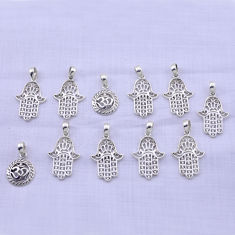 26.69gms wholesale lot of 11 indonesian bali style solid 925 silver hand of god hamsa pendant
