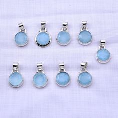 27.89gms wholesale lot of 9 natural blue aquamarine 925 sterling silver pendant