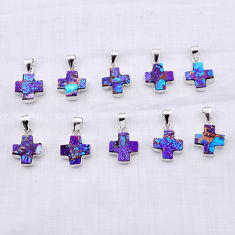 35.26gms wholesale lot of 10 purple copper turquoise 925 silver pendant